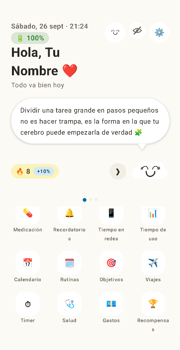 Pantalla de inicio de TDApp